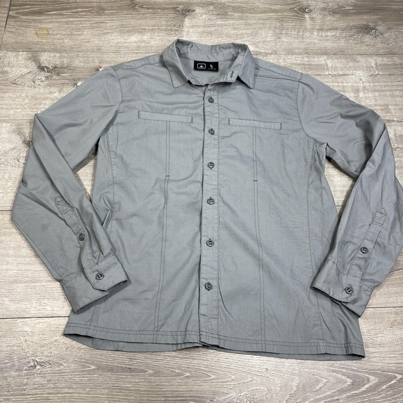 Triple Aught Design Shirt Mens Large Gray Solid Long Sleeve Button Front USA